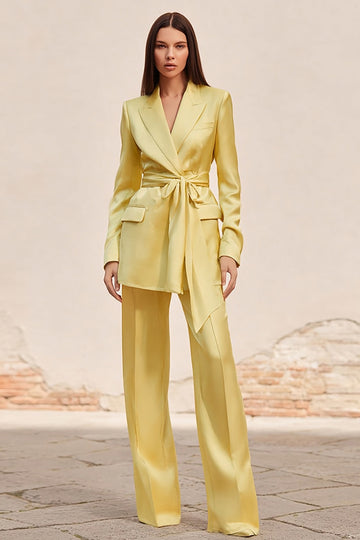 Daffodil 2-Piece Peak Lapel Business Suit with Sash
